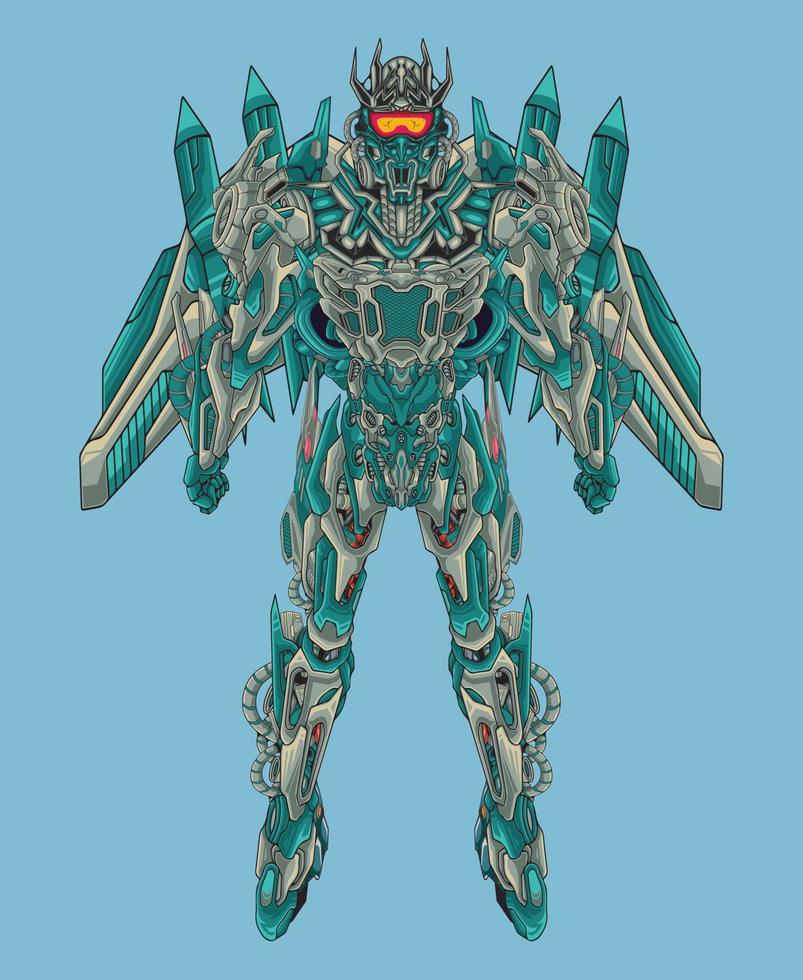 Robot knight warrior in background perfect for tshirt design sticker merchandise vector