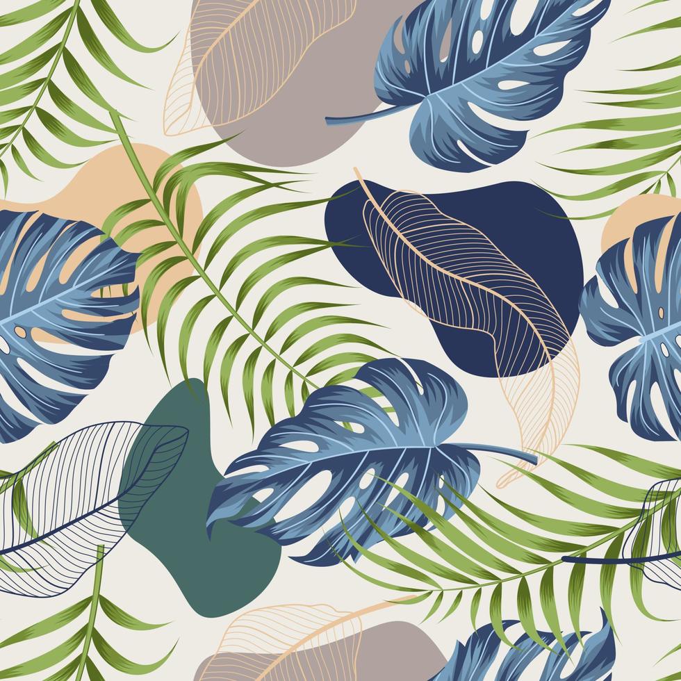 Abstract Floral seamless pattern with leaves. tropical background vector