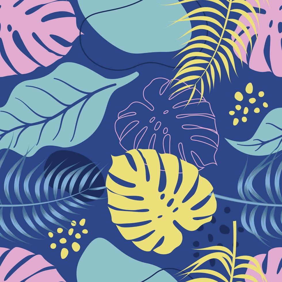 Abstract Floral seamless pattern with leaves. tropical background vector
