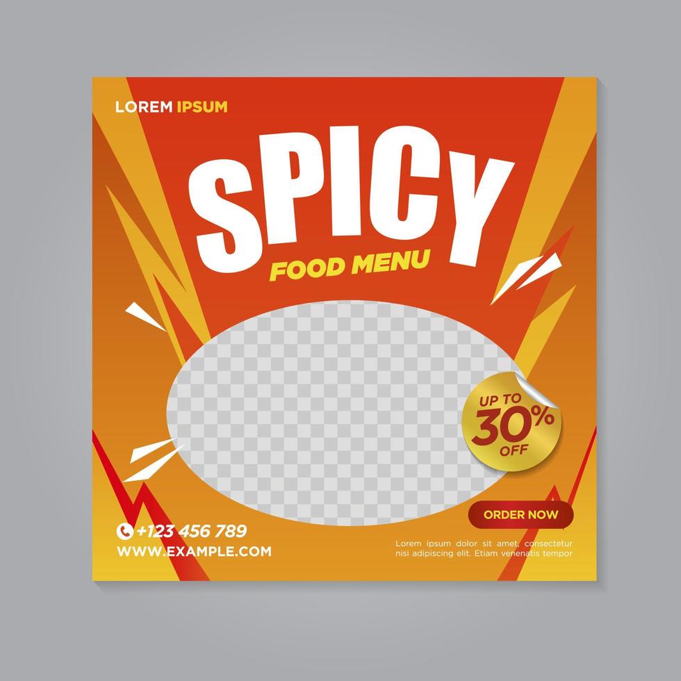 Spicy food social media banner post design template vector