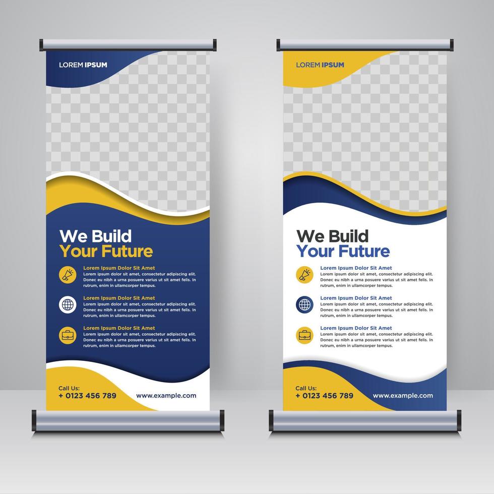 rollup corporativo o plantilla de diseño de banner x vector