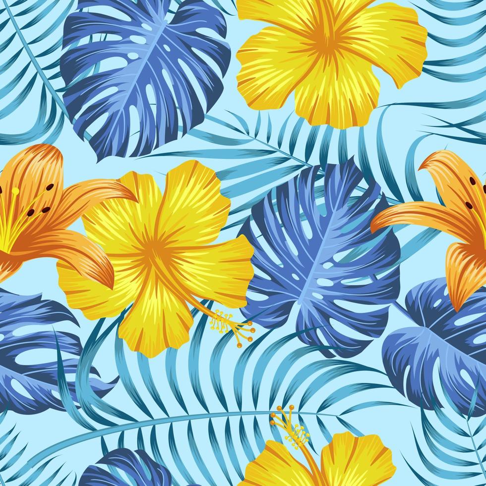 Floral seamless pattern with leaves. tropical background vector