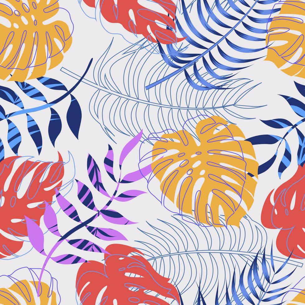 Abstract Floral seamless pattern with leaves. tropical background vector