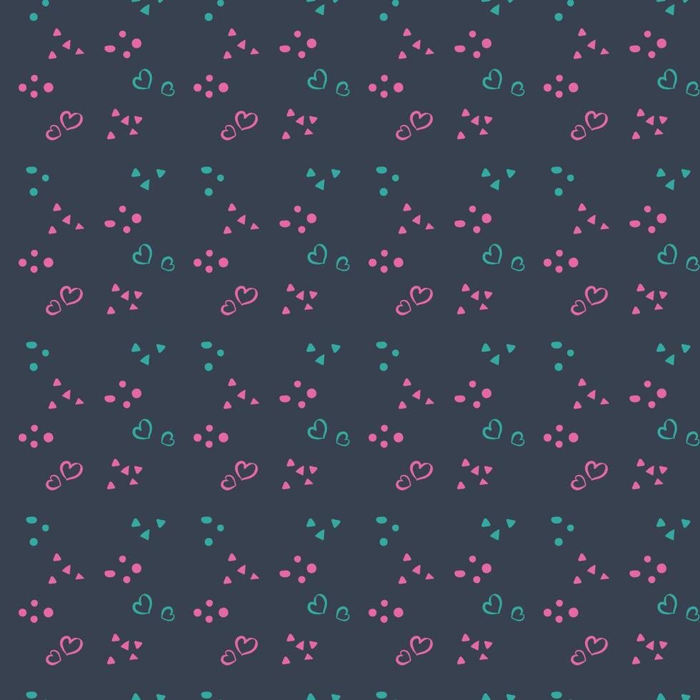 Seamless pattern with hand drawn hearts and dots vector
