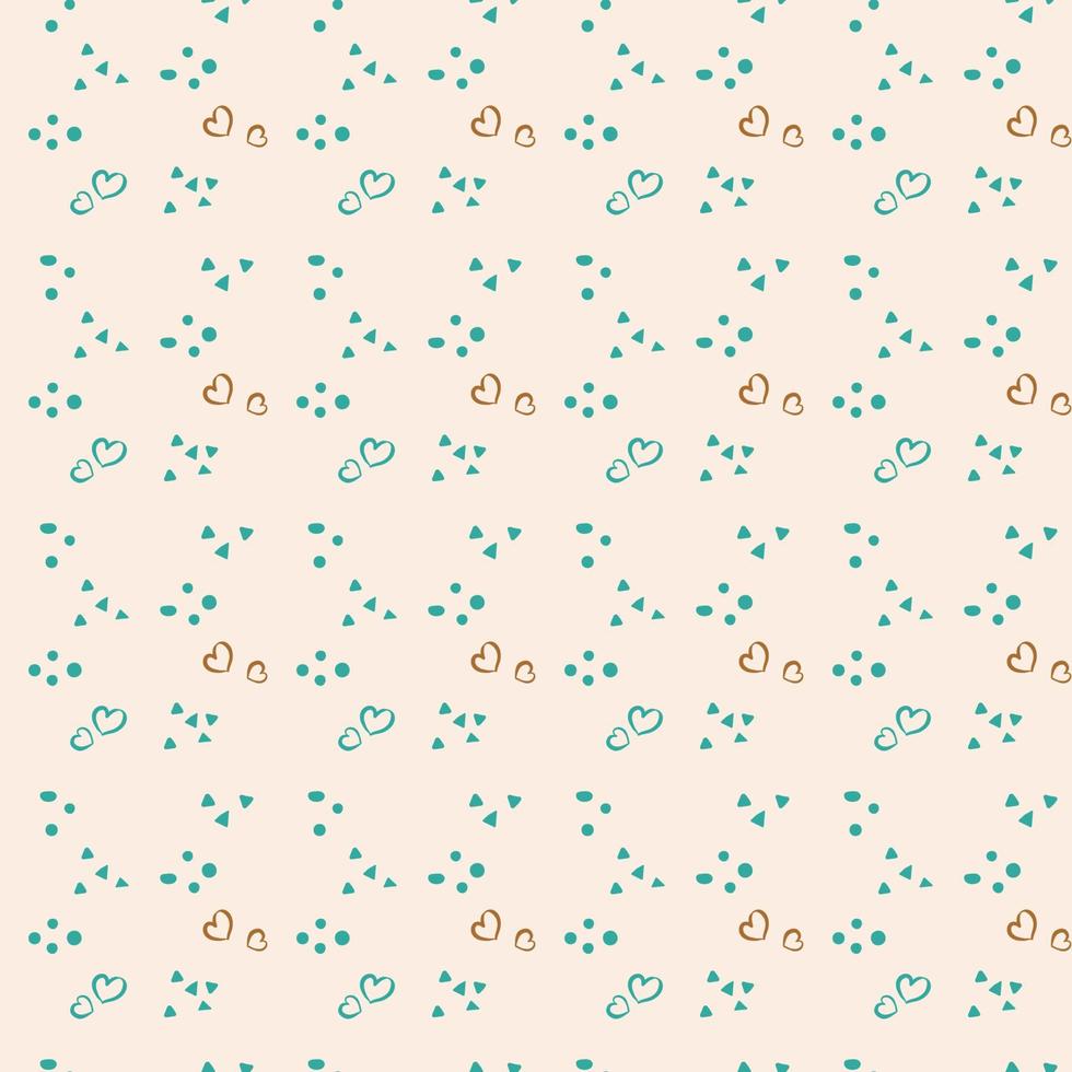 Seamless pattern with hand drawn hearts and dots vector