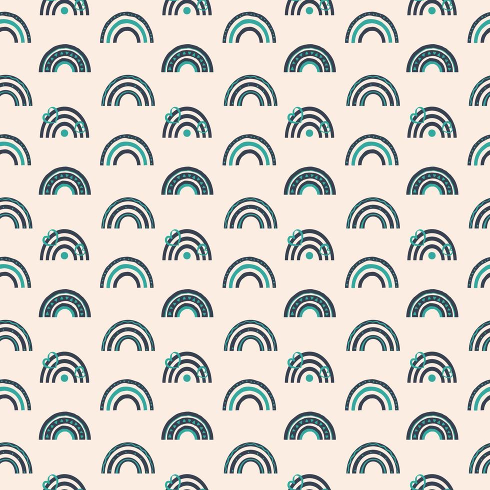 Seamless pattern with hand drawn boho rainbow vector