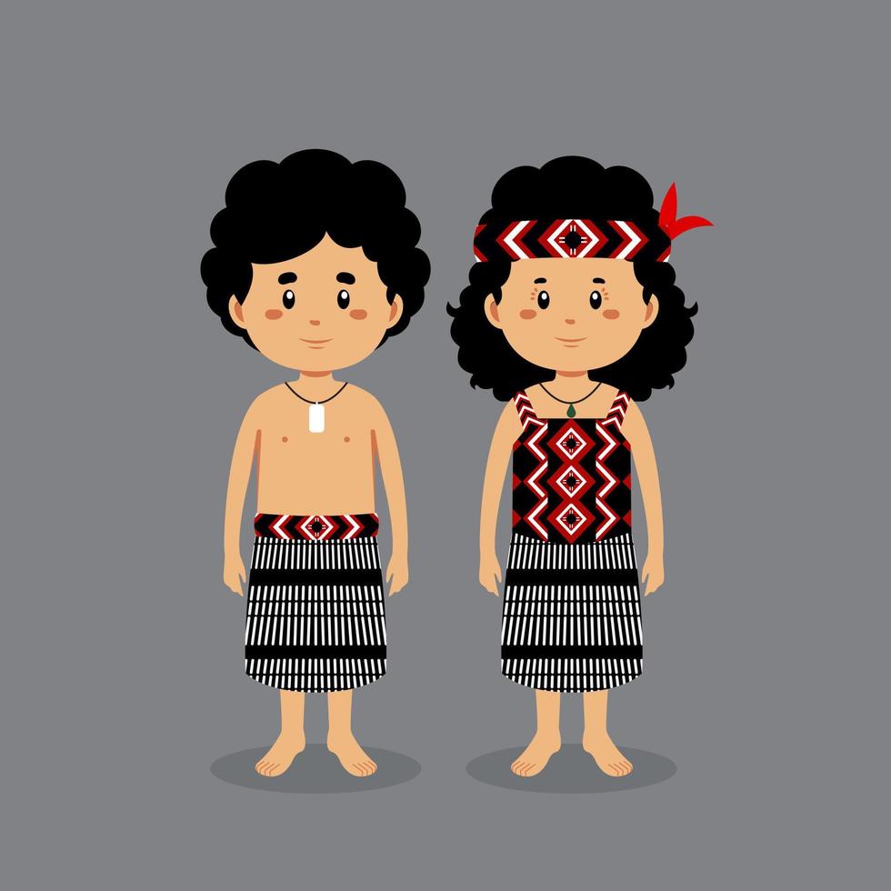 personaje de pareja con traje tradicional australiano vector