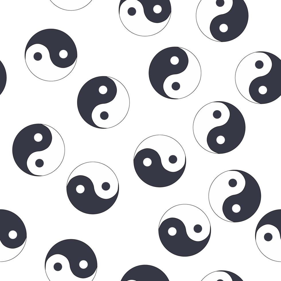 seamless pattern of hand drawn doodle sketch Yin Yang symbol isolated on white background vector