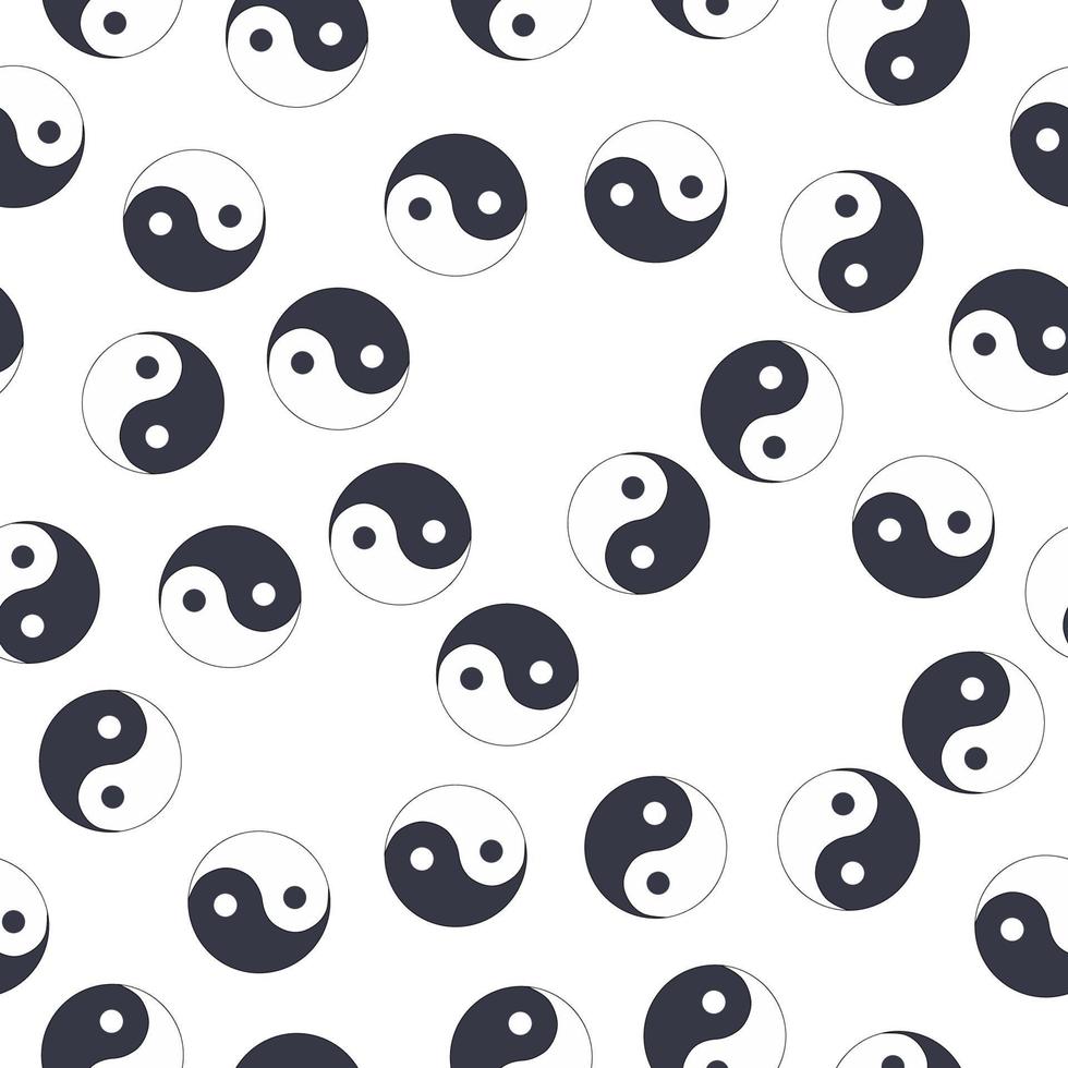 seamless pattern of hand drawn doodle sketch Yin Yang symbol isolated on white background vector