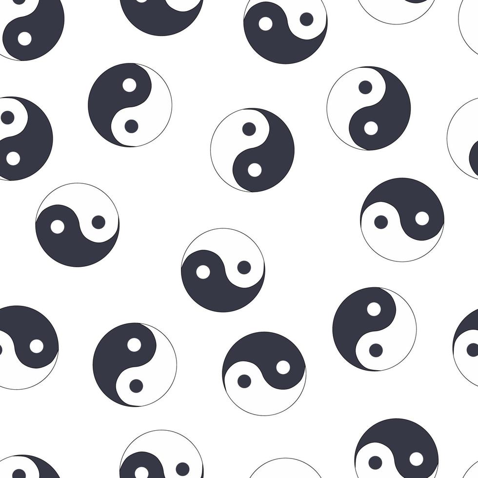 seamless pattern of hand drawn doodle sketch Yin Yang symbol isolated on white background vector