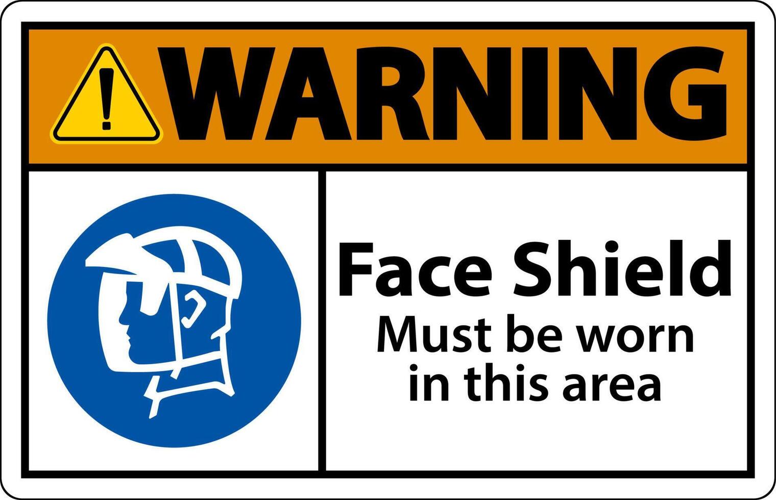 Warning Face Shield Must Be Worn Sign On White Background vector