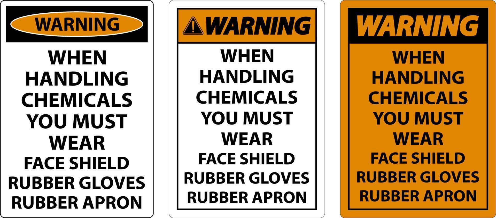 Warning Handling Chemicals Sign On White Background vector