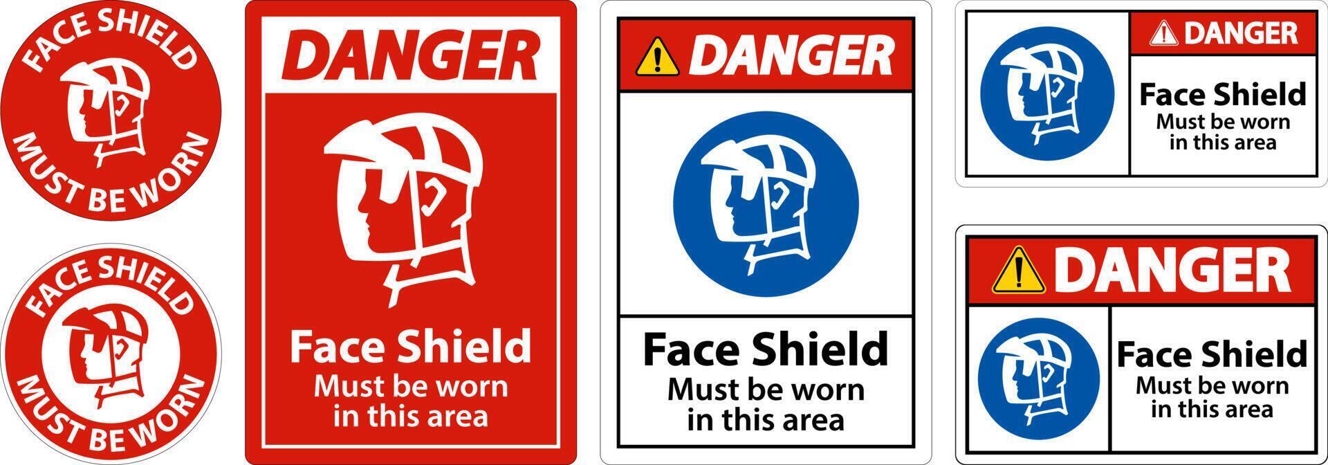 Danger Face Shield Must Be Worn Sign On White Background vector