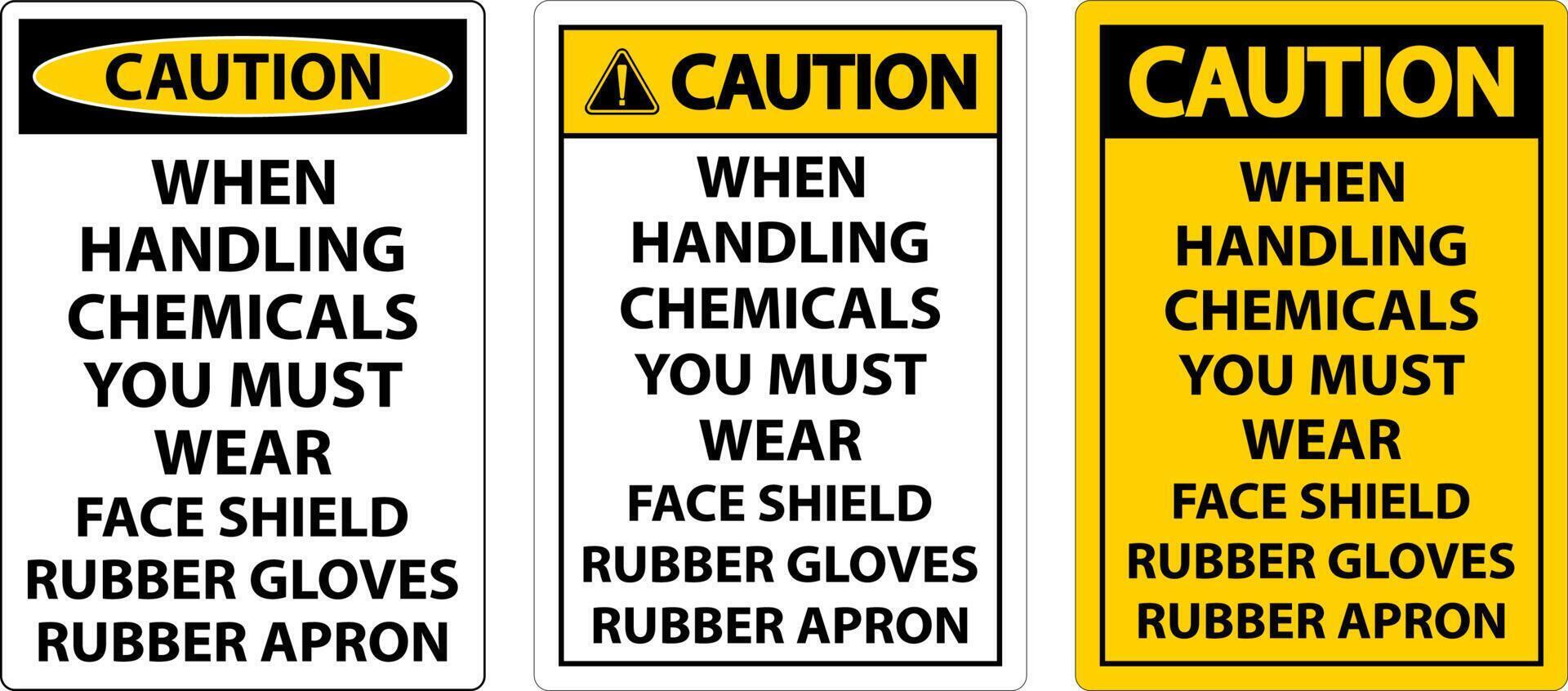 Caution Handling Chemicals Sign On White Background vector