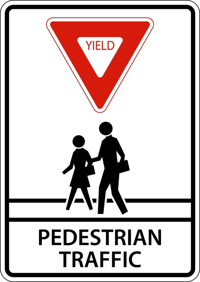 Yield Pedestrian Traffic Sign On White Background vector