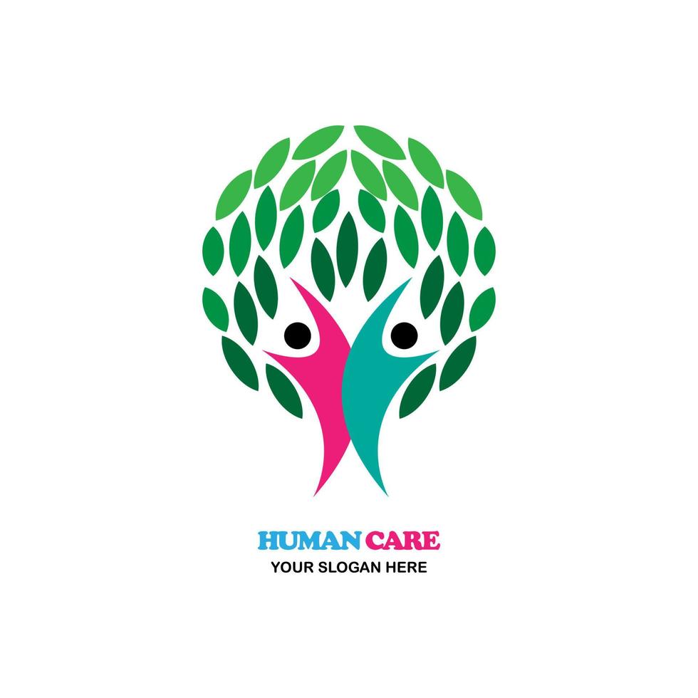tree and two humans icon logo vector