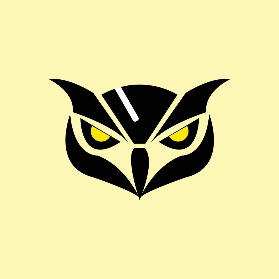 black owl with yellow eyes vector