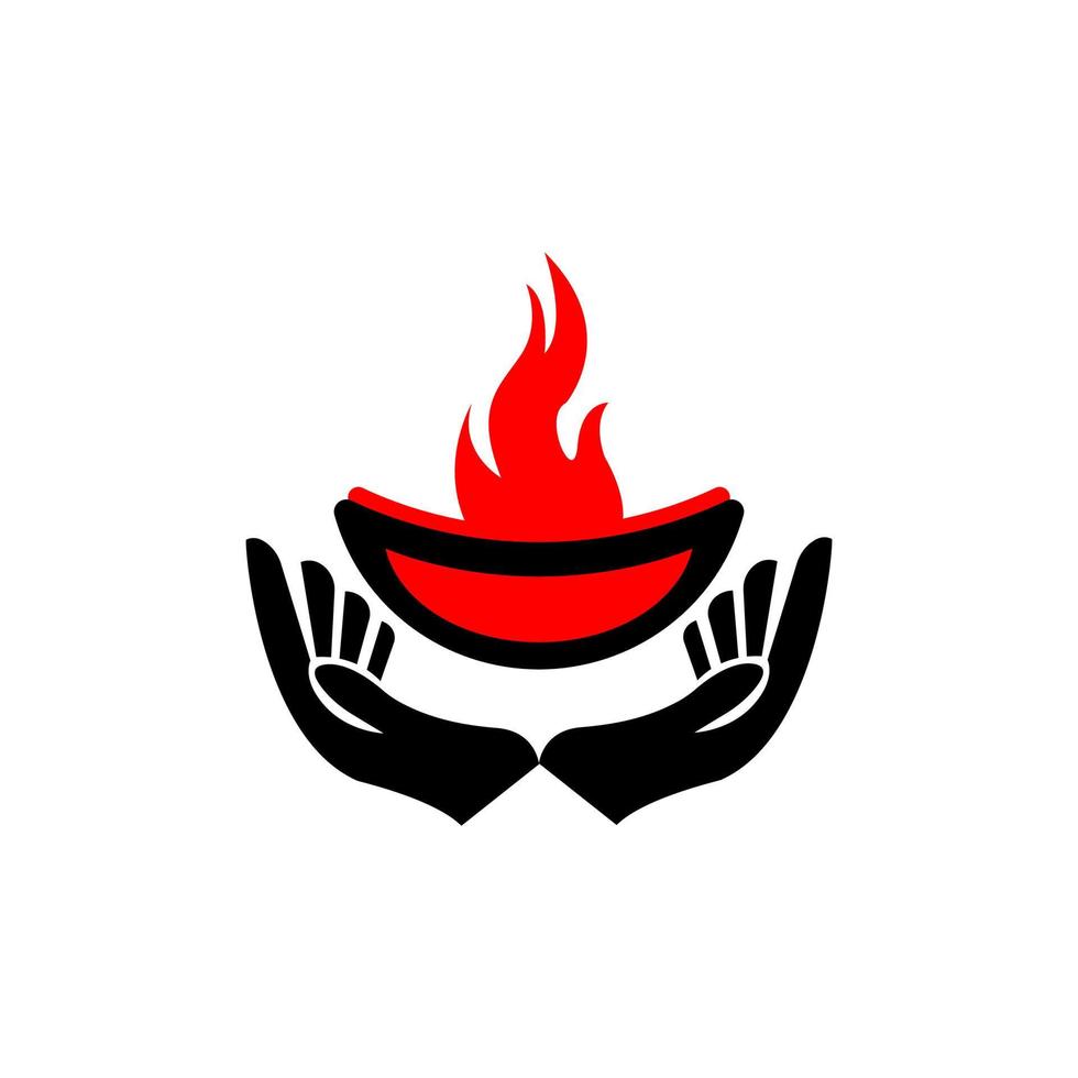 stove and two hands icon logo vector