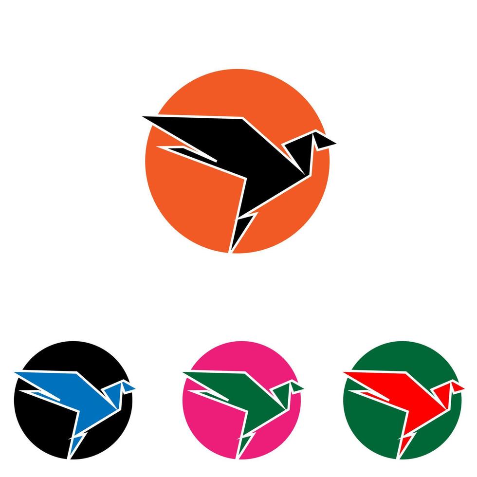 origami del logotipo del icono de pájaro volador vector