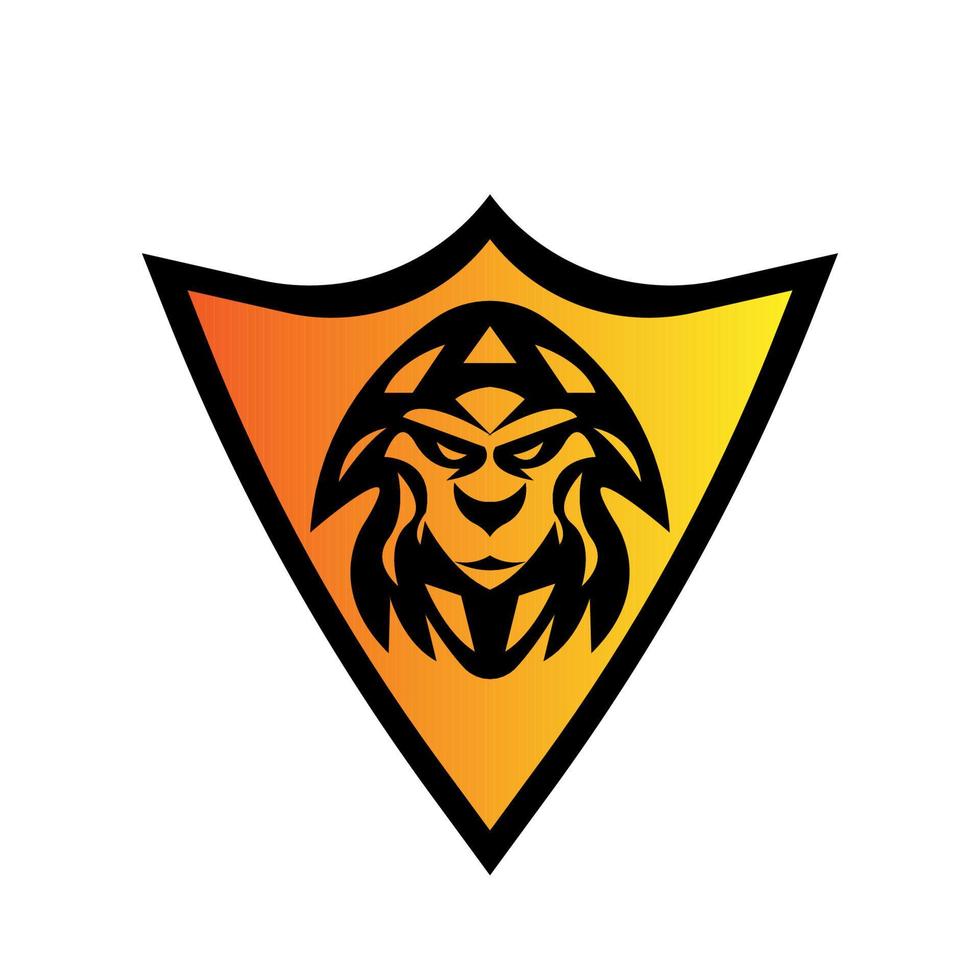 black ape face with golden shield icon logo vector