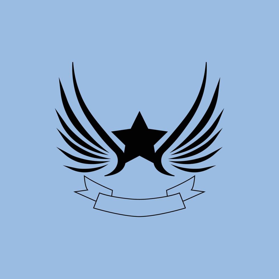 star with flying wings icon logo vector