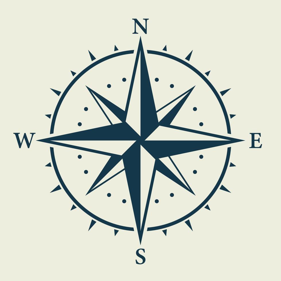 Rose Wind Navigation Retro Equipment Sign. Adventure Direction Arrow to North South West East Orientation Navigator Modern Glyph Pictogram. Compass Map Silhouette Icon. Isolated Vector Illustration.