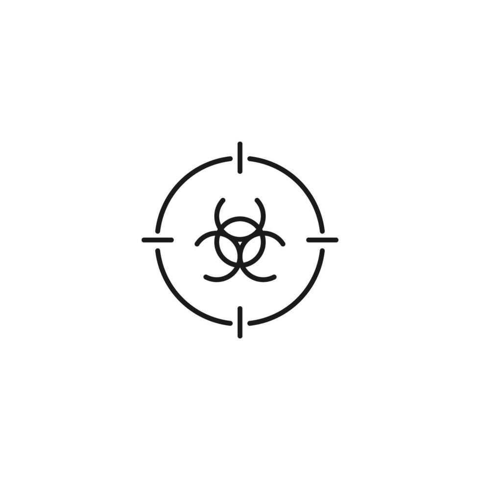 Simple black and white illustration perfect for web sites, advertisement, books, articles, apps. Modern sign and editable stroke. Vector line icon of International hazard sign inside target