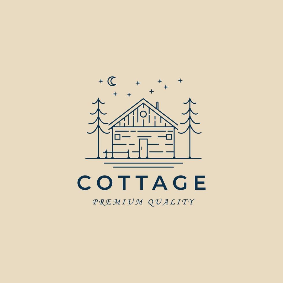 cottage line art logo, icon and symbol, vector illustration design