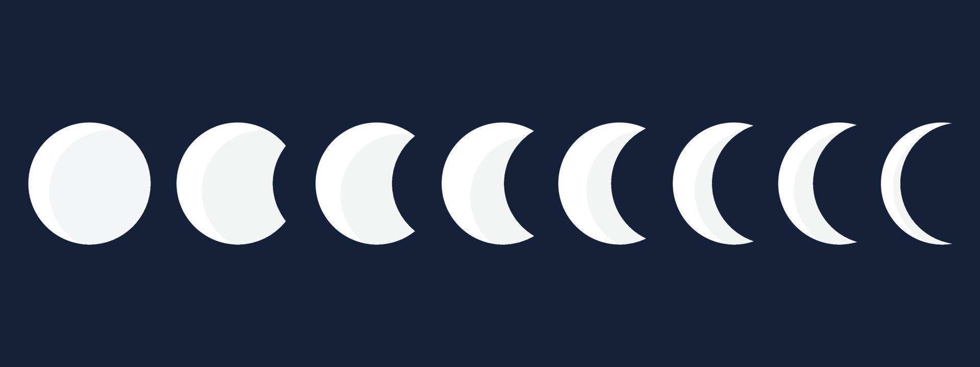 Moon phases icon set on black background. 11892892 Vector Art at Vecteezy