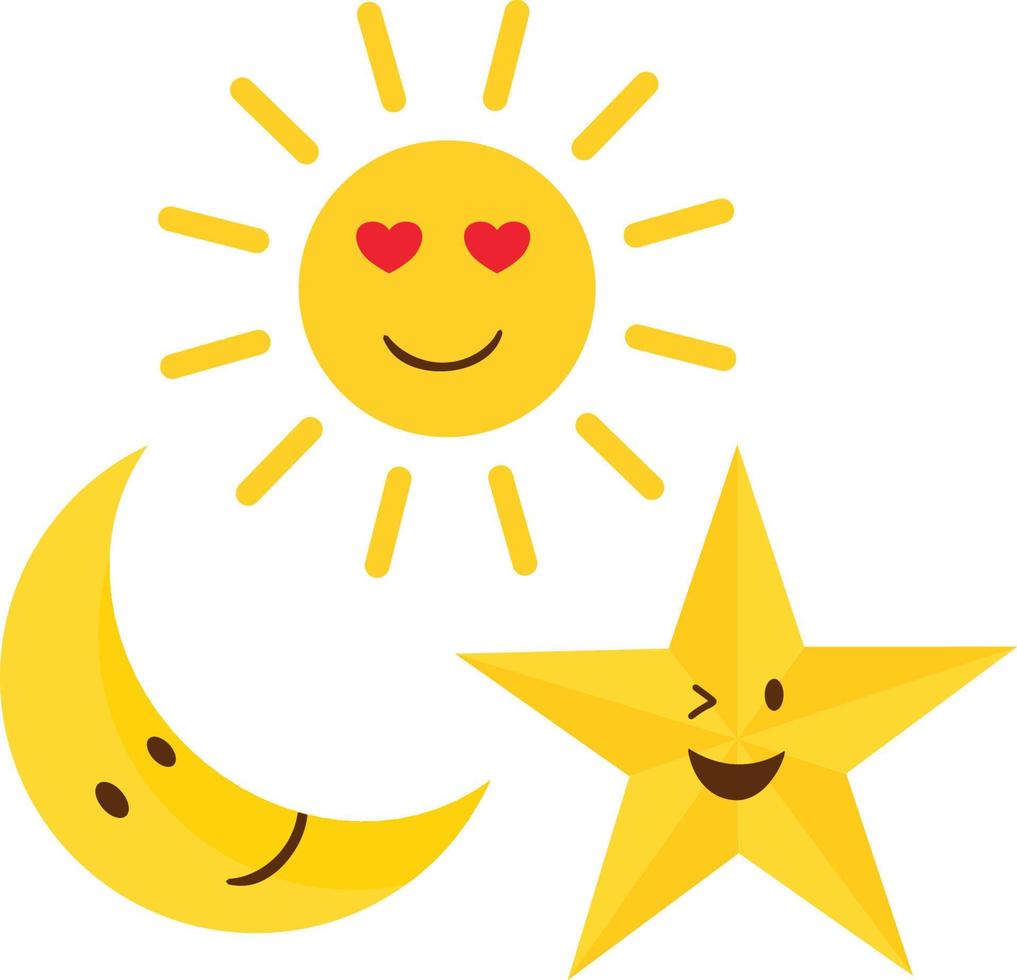 Moon, sun and stars design on white background. vector