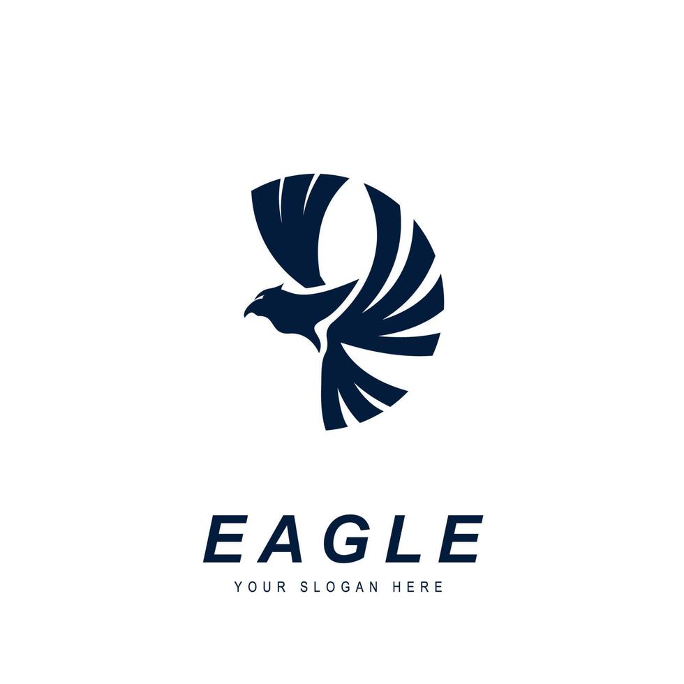 Modern and very simplistic logo Eagle in a flying position is shaped perfectly in a circle vector