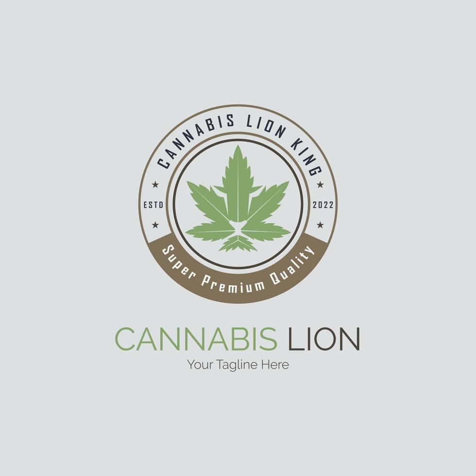 Cannabis lion king hemp leaf logo design template for brand or company and other vector