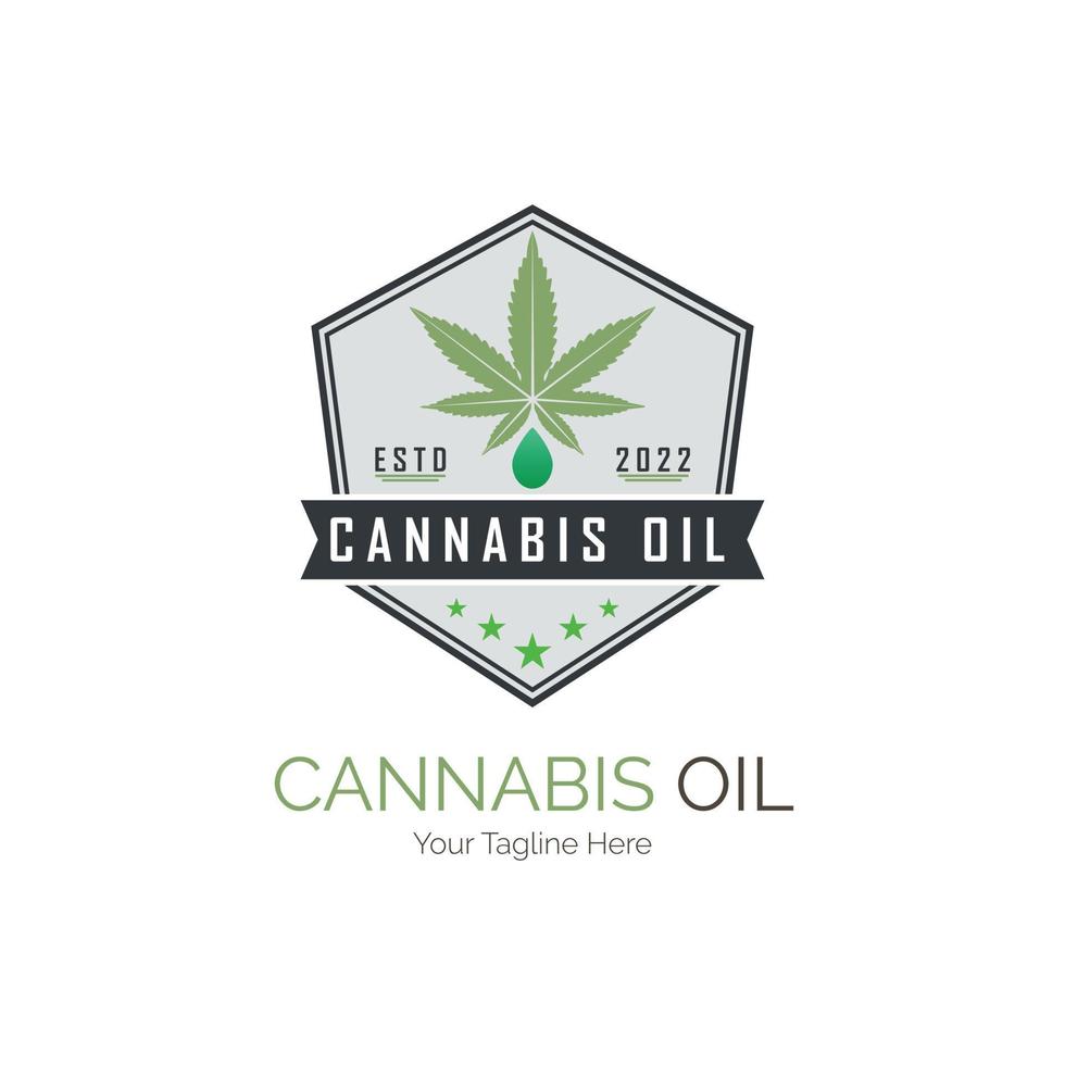 plantilla de diseño de logotipo de hoja de cáñamo cbd de aceite de cannabis para marca o empresa y otros vector