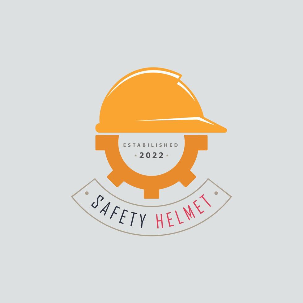 Construction Safety Helmet gear logo template design for brand or company and other vector