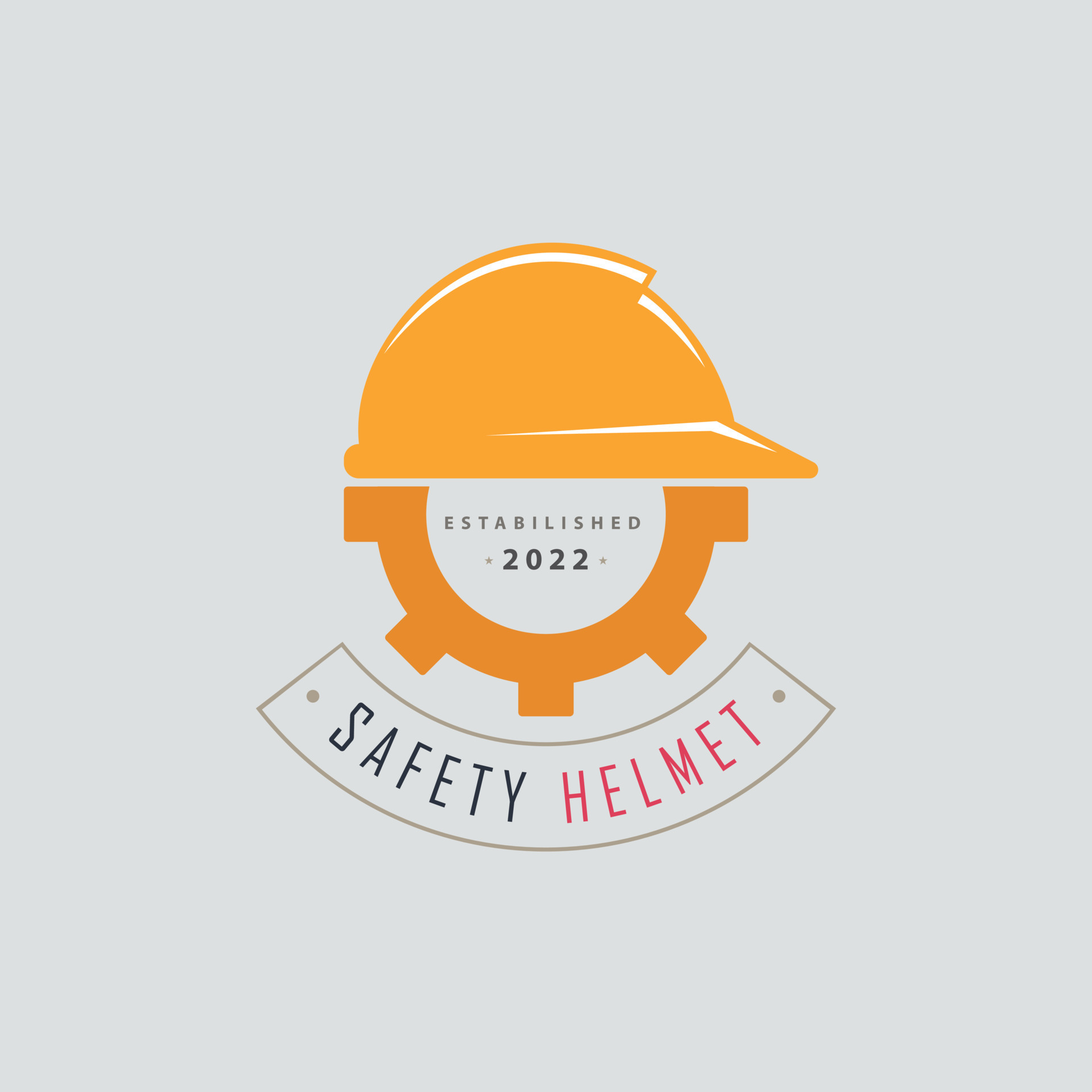 Construction Safety Helmet gear logo template design for brand or