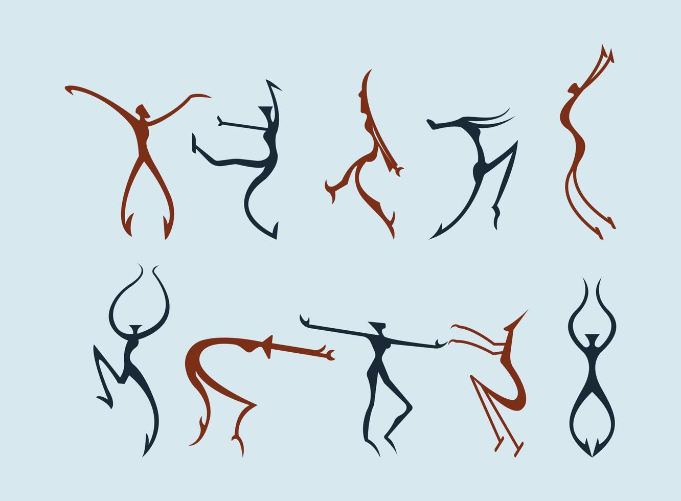 diseño de plantilla de silueta de conjunto de logotipo de estilo de baile para marca o empresa y otros vector