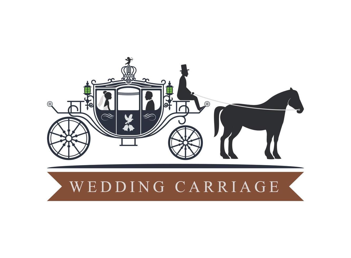 wedding royal carriage classic wagon logo template design for brand or company and other vector