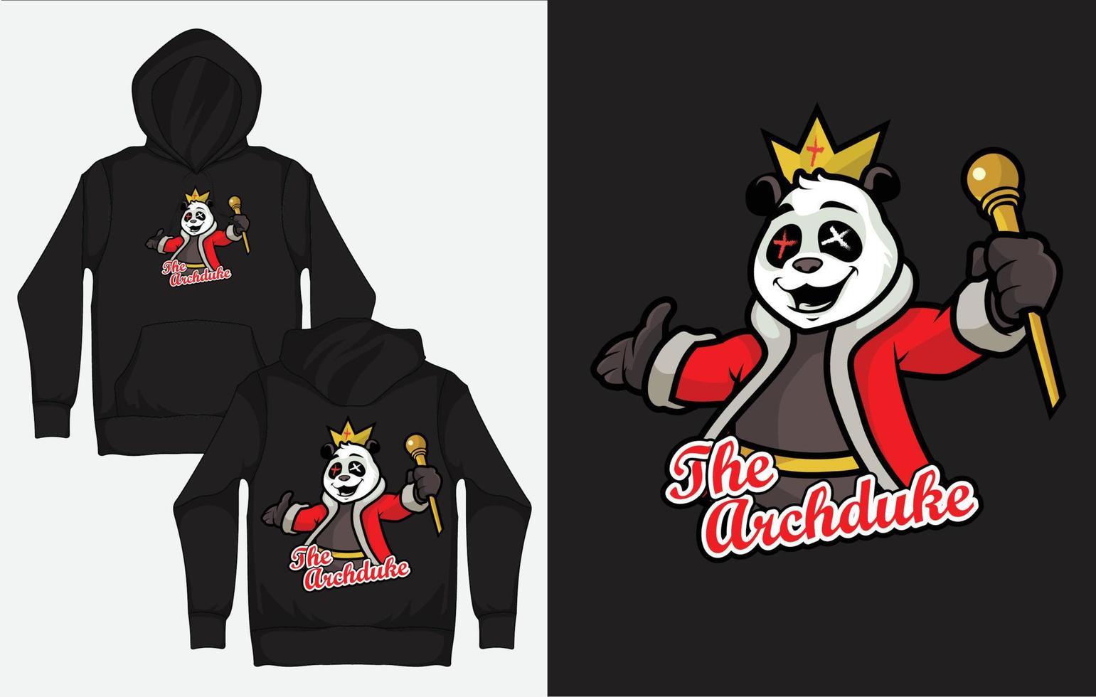 Hoodies with Character Streetwear Design, The King Panda vector