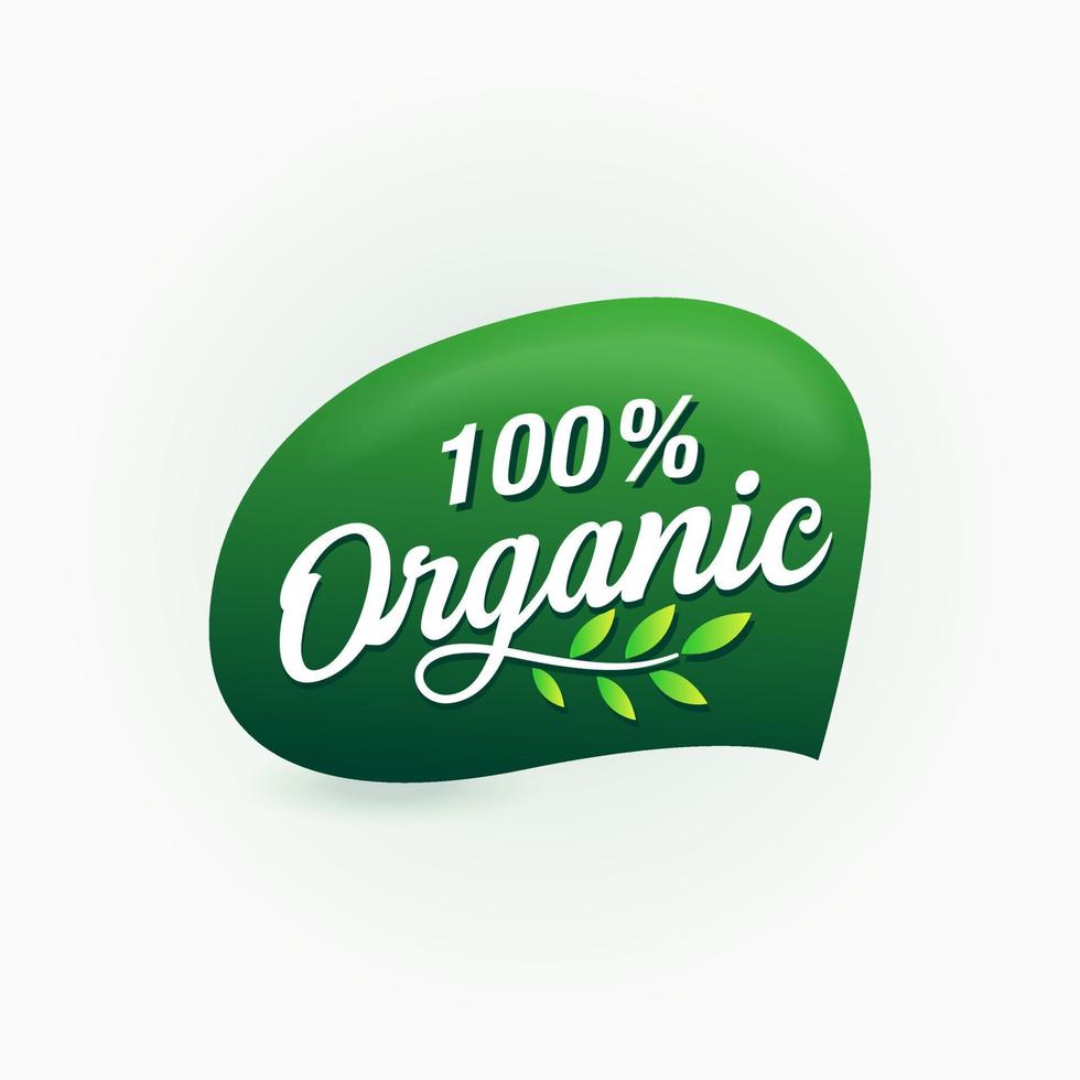 100 percent organic food certified label vector