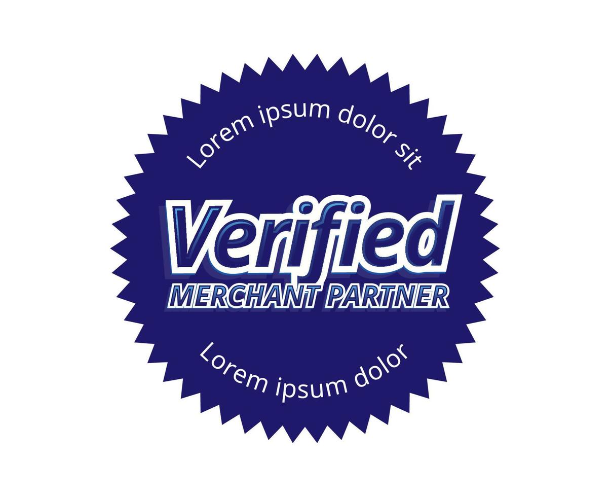 Circle blue  Verified Merchant  Logo Badge vector