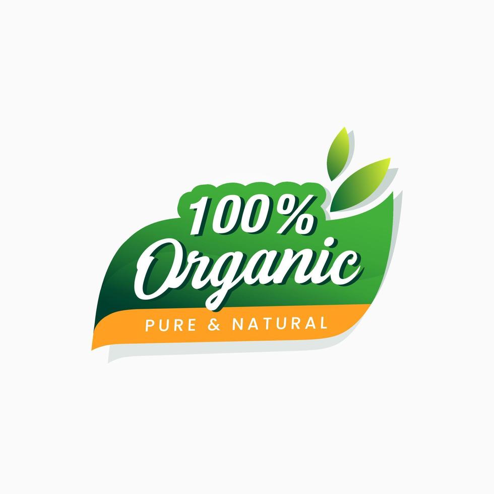100 percent organic food product certified badge label sticker vector