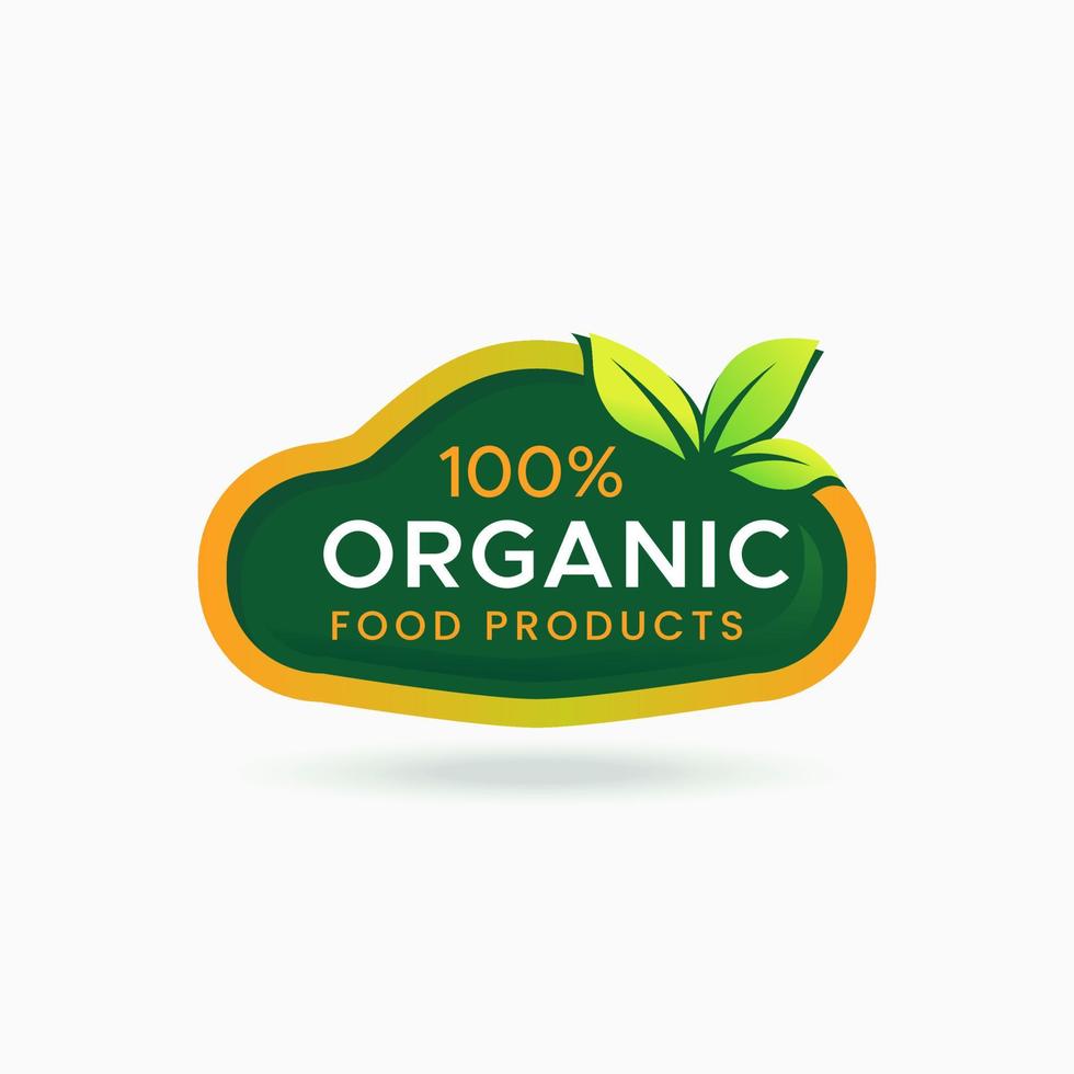 Insignia de etiqueta adhesiva de producto de alimentos 100 por ciento orgánicos vector