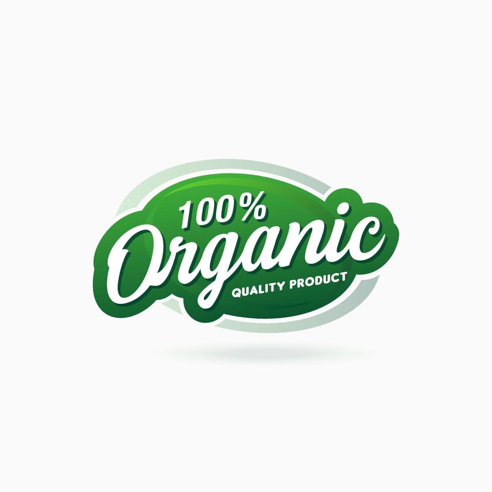 etiqueta adhesiva de etiqueta de insignia certificada de producto de alimentos 100 por ciento orgánicos vector