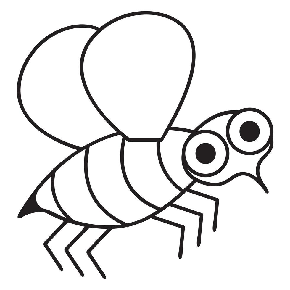 Cute bee in doodle style. Vector illustration isolated on white background.