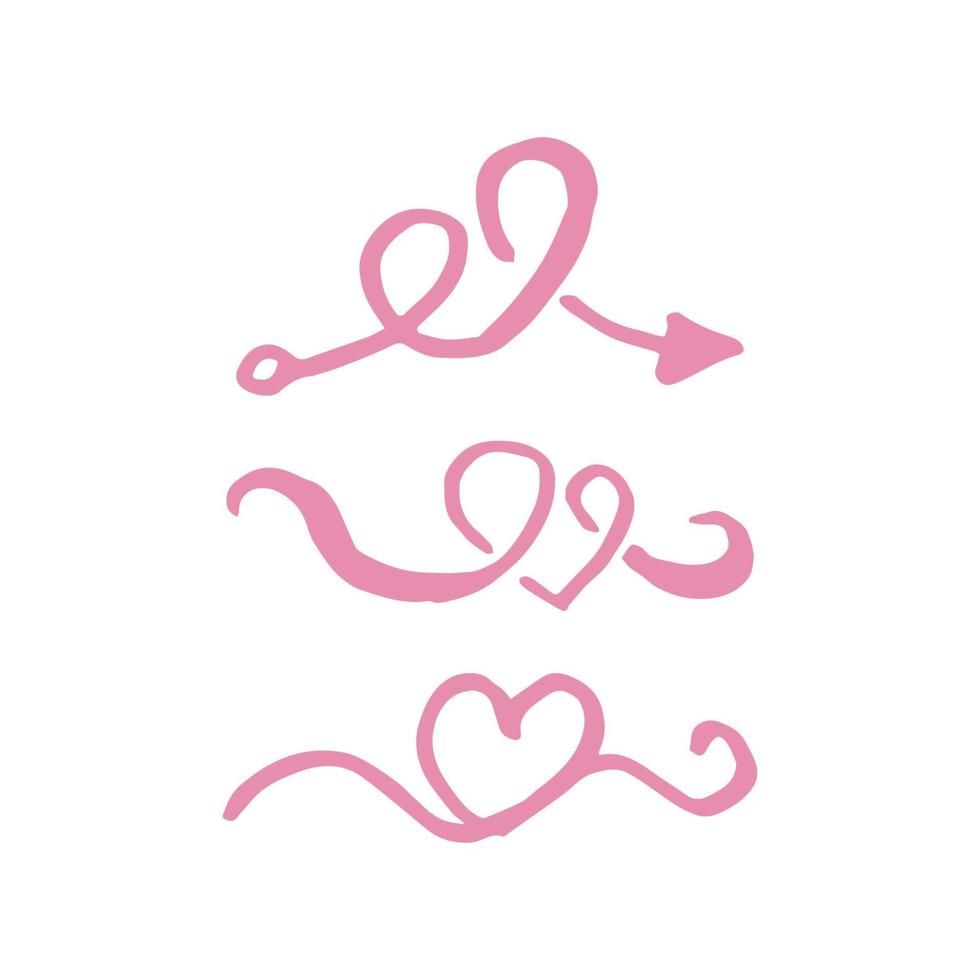 Hand Drawn Doodle Love Swirls arrows decor Element vector