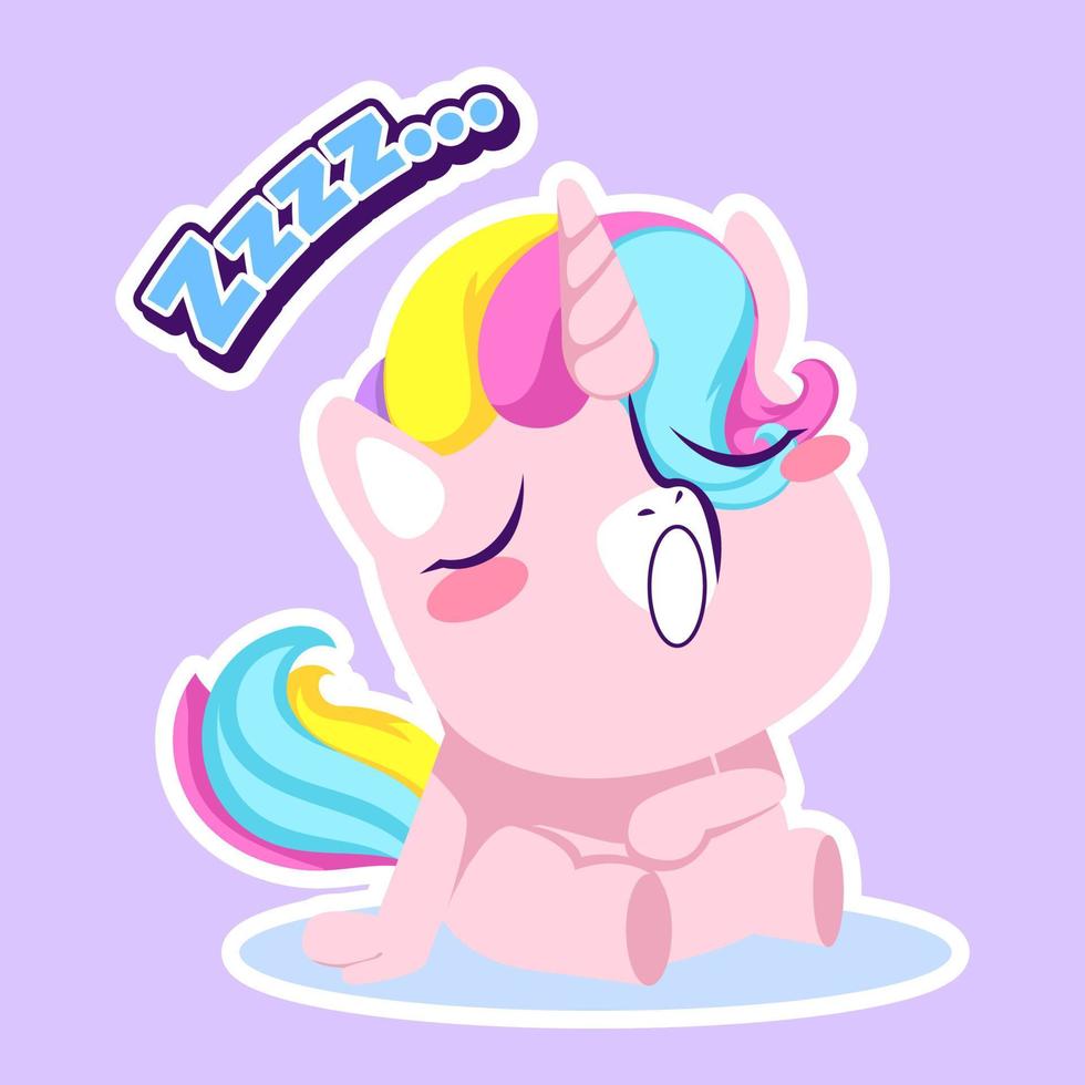 linda pegatina de garabato de unicornio, ilustración de unicornio vector