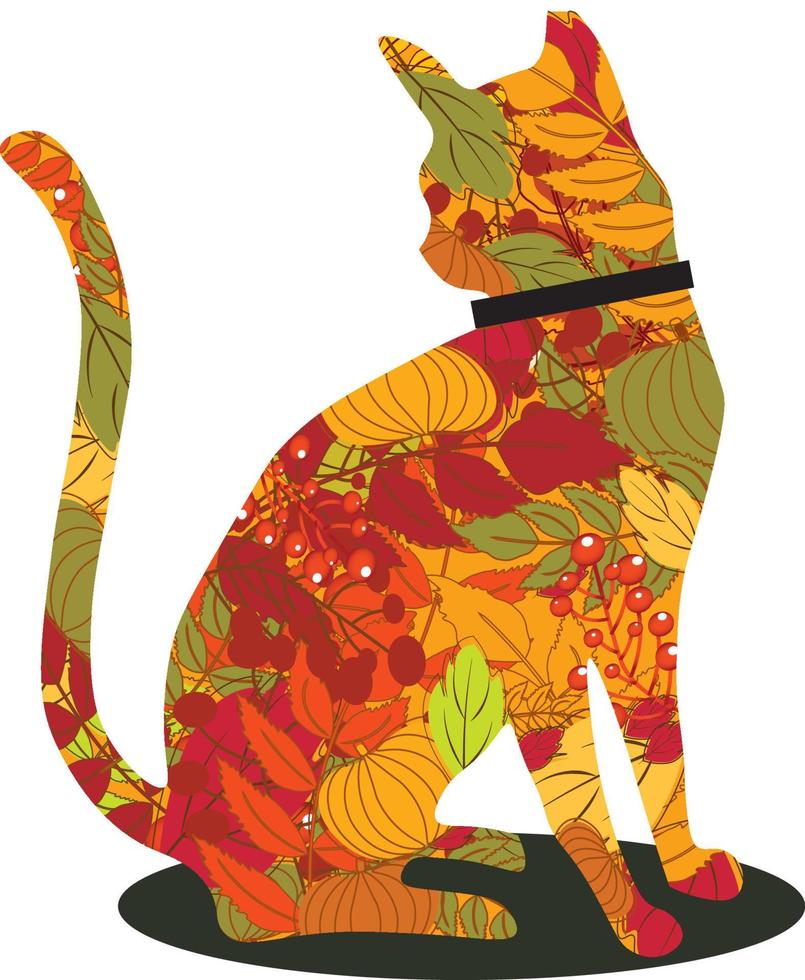 gato con hojas de otoño. fondo de gato de otoño aislado en blanco 11893399  Vector en Vecteezy