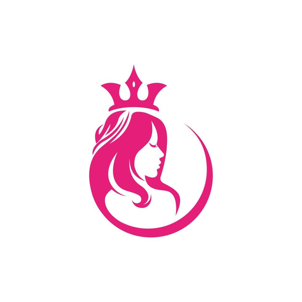 mujer belleza corona ilustración simple logo vector