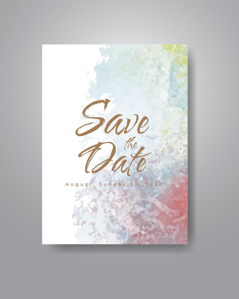 Save the date with watercolor background. Design for your invitation. vector