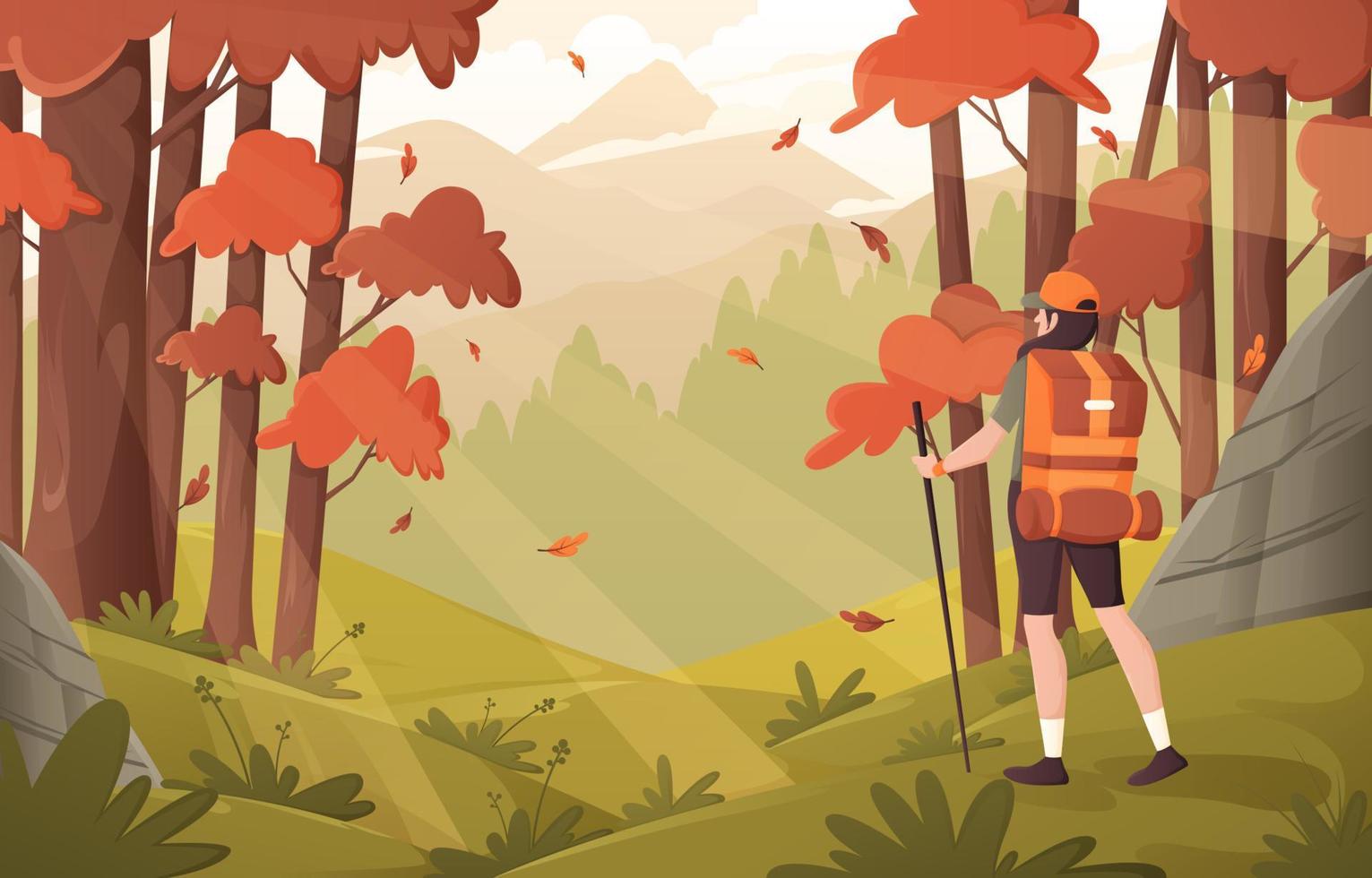 Hiking Fall Activity Background vector